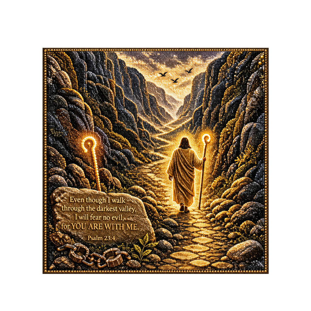 Christmas DIY Pearl & Diamond Art Kit, Jesus Walked Through The Valley, Handmade Desktop & Wall Decor