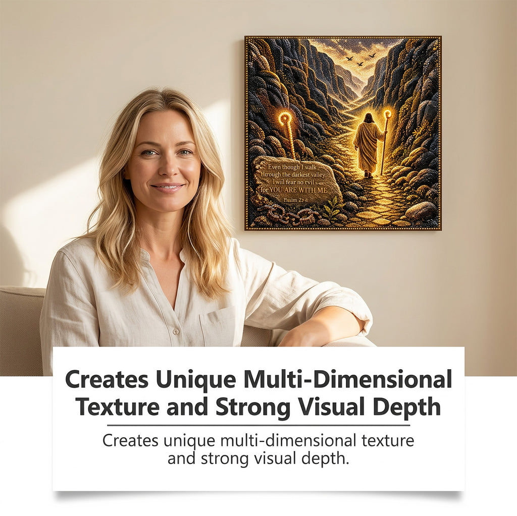 Christmas DIY Pearl & Diamond Art Kit, Jesus Walked Through The Valley, Handmade Desktop & Wall Decor