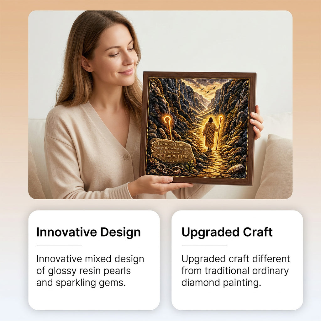 Christmas DIY Pearl & Diamond Art Kit, Jesus Walked Through The Valley, Handmade Desktop & Wall Decor