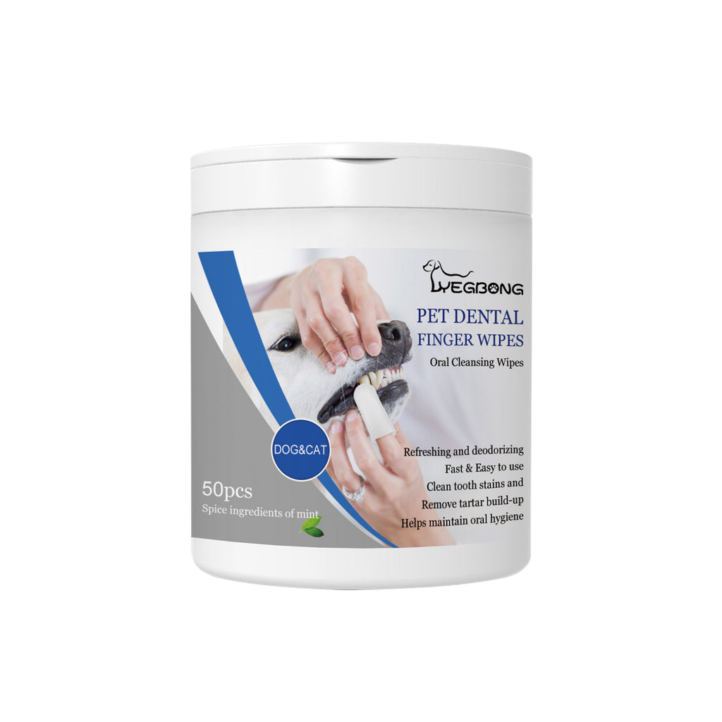 Mint Dental Finger Wipes for Dogs & Cats, 50 Ct – Clean Teeth, Freshen Breath, Plaque & Tartar Care