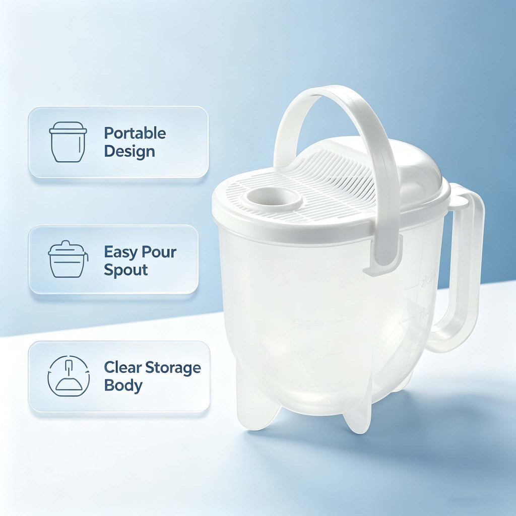 Rice Washer Strainer Cup, Transparent Grain Washing Container with Handle & Drain Lid, Portable Rice Rinser for Beans, Oats and Kitchen Grain Prep