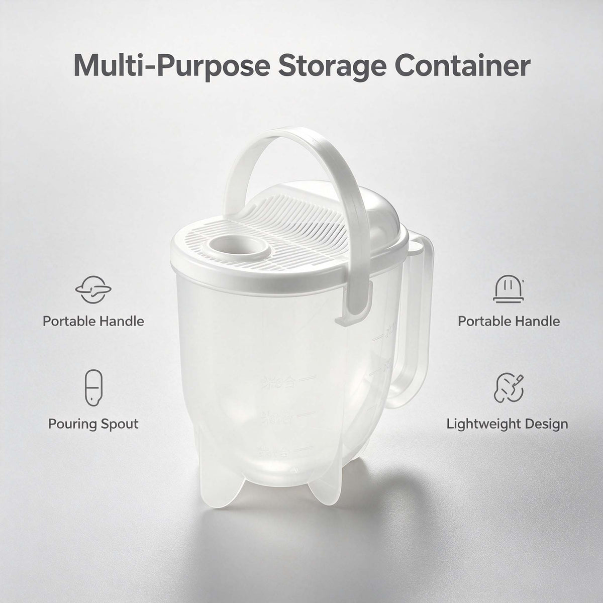 Rice Washer Strainer Cup, Transparent Grain Washing Container with Handle & Drain Lid, Portable Rice Rinser for Beans, Oats and Kitchen Grain Prep
