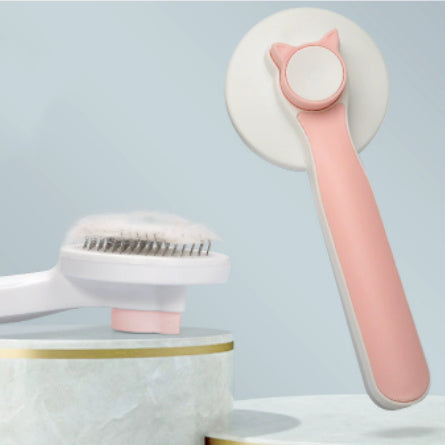 Self Cleaning Cat Brush for Shedding, Cute Cat Ear Slicker Grooming Brush, Gentle Pet Deshedding Brush for Cats Dogs