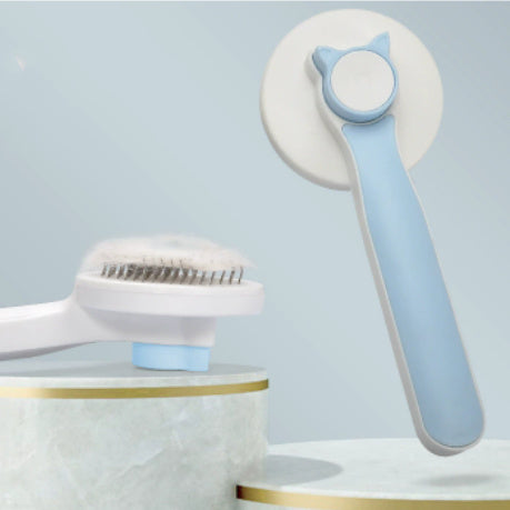 Self Cleaning Cat Brush for Shedding, Cute Cat Ear Slicker Grooming Brush, Gentle Pet Deshedding Brush for Cats Dogs