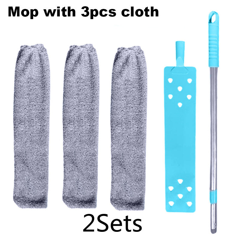 Two sets of gap dust collectors with 61 inch telescopic rods, bendable bottom dust collectors for household appliances, ultra-fine fiber flexible dust collectors suitable for bed bottom, sofa, refrigerator ceiling, 3 washable sets