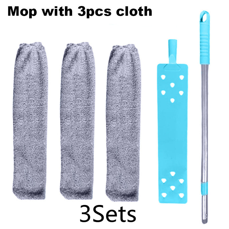 Three sets of gap dust collectors with 61 inch telescopic rods, bendable bottom dust collectors for household appliances, ultra-fine fiber flexible dust collectors suitable for bed bottom, sofa, refrigerator ceiling, 3 washable sets