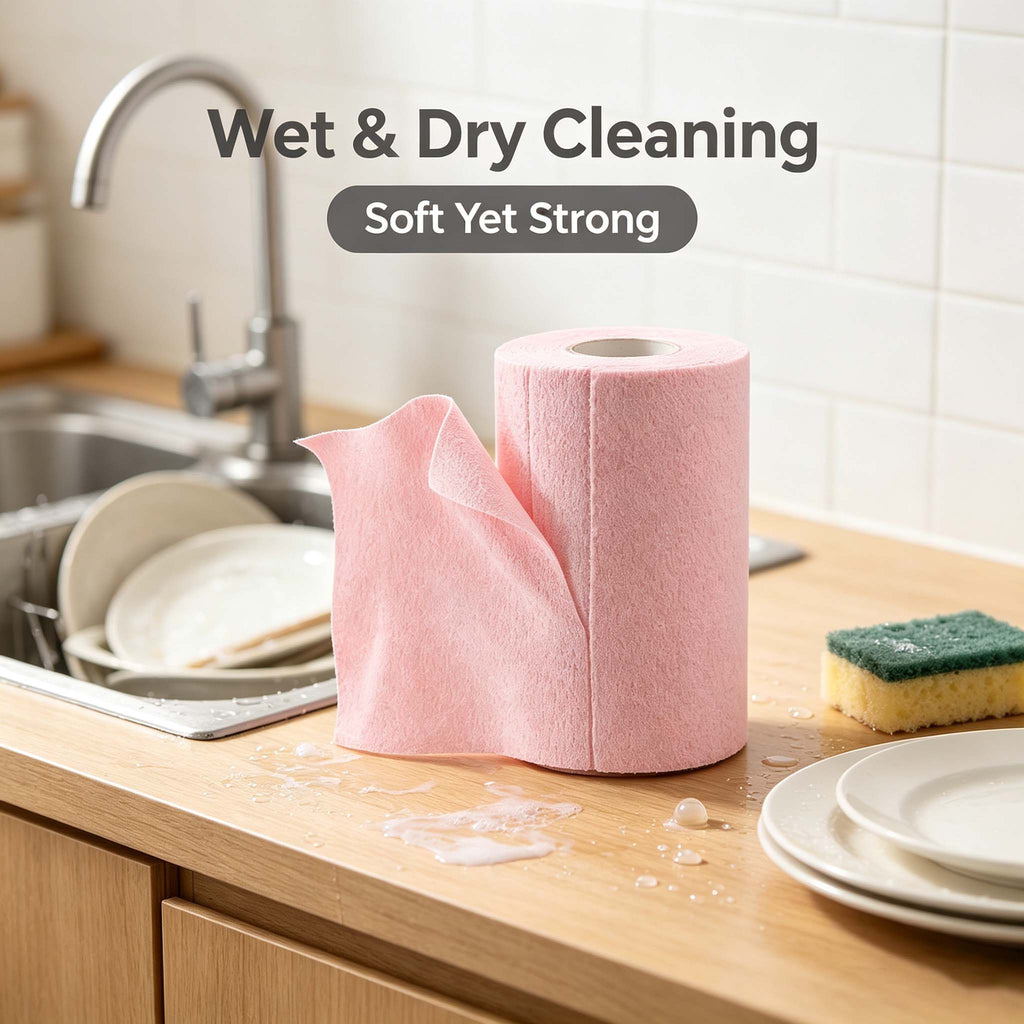 Soft Absorbent Kitchen Cleaning Cloths Roll, Wet Dry Reusable Dish Cloths for Counter Sink Daily Cleaning