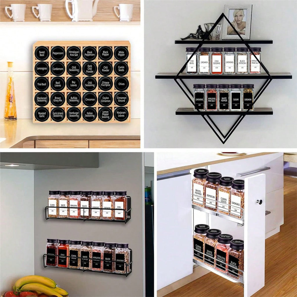 24-Piece Glass Spice Jar Set with Labels, 4 oz Square Seasoning Containers, Shaker Lids, Metal Caps and Funnel