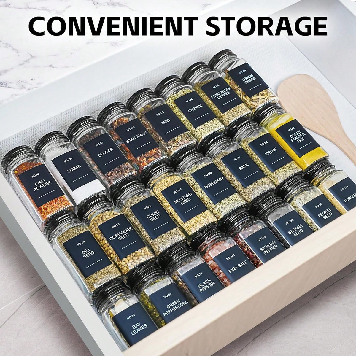 24-Piece Glass Spice Jar Set with Labels, 4 oz Square Seasoning Containers, Shaker Lids, Metal Caps and Funnel