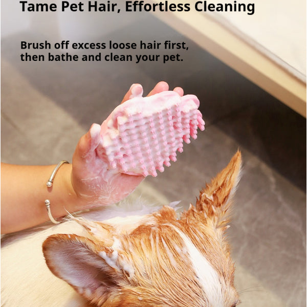Paw Shaped Silicone Pet Bath Brush, Soft Grooming Massage Brush for Dogs & Cats, Removes Loose Fur with Hanging Hole