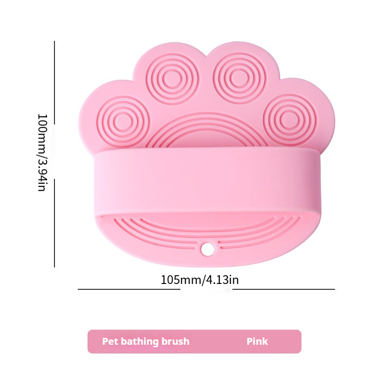 Paw Shaped Silicone Pet Bath Brush, Soft Grooming Massage Brush for Dogs & Cats, Removes Loose Fur with Hanging Hole