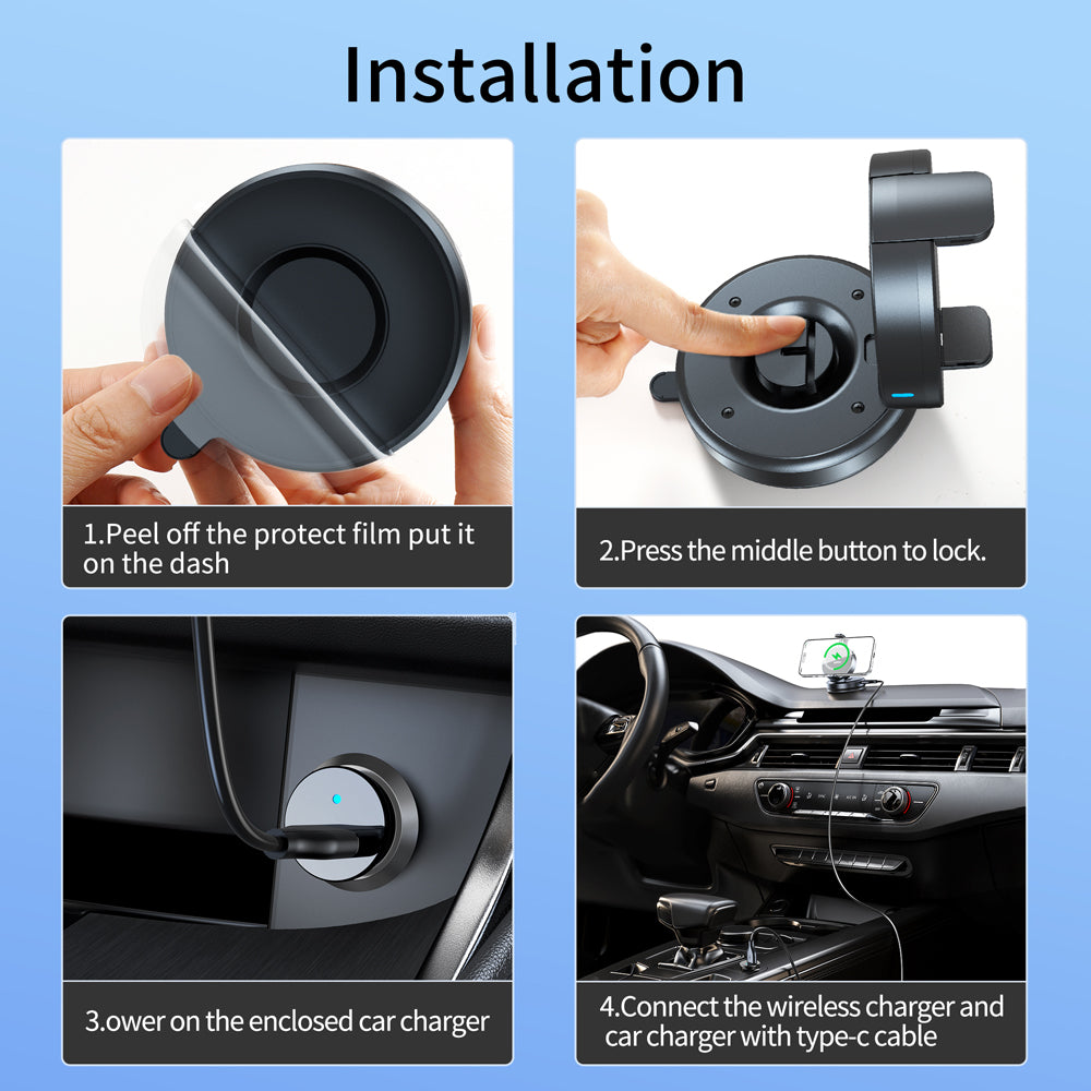 Dashboard Phone Holder for Car, Car Phone Holder 360 Degree Rotation with Strong Suction Base, One-Hand Operation Cell Phone Holder, Adjustable Car Phone Stand Compatible with iPhone, Samsung a