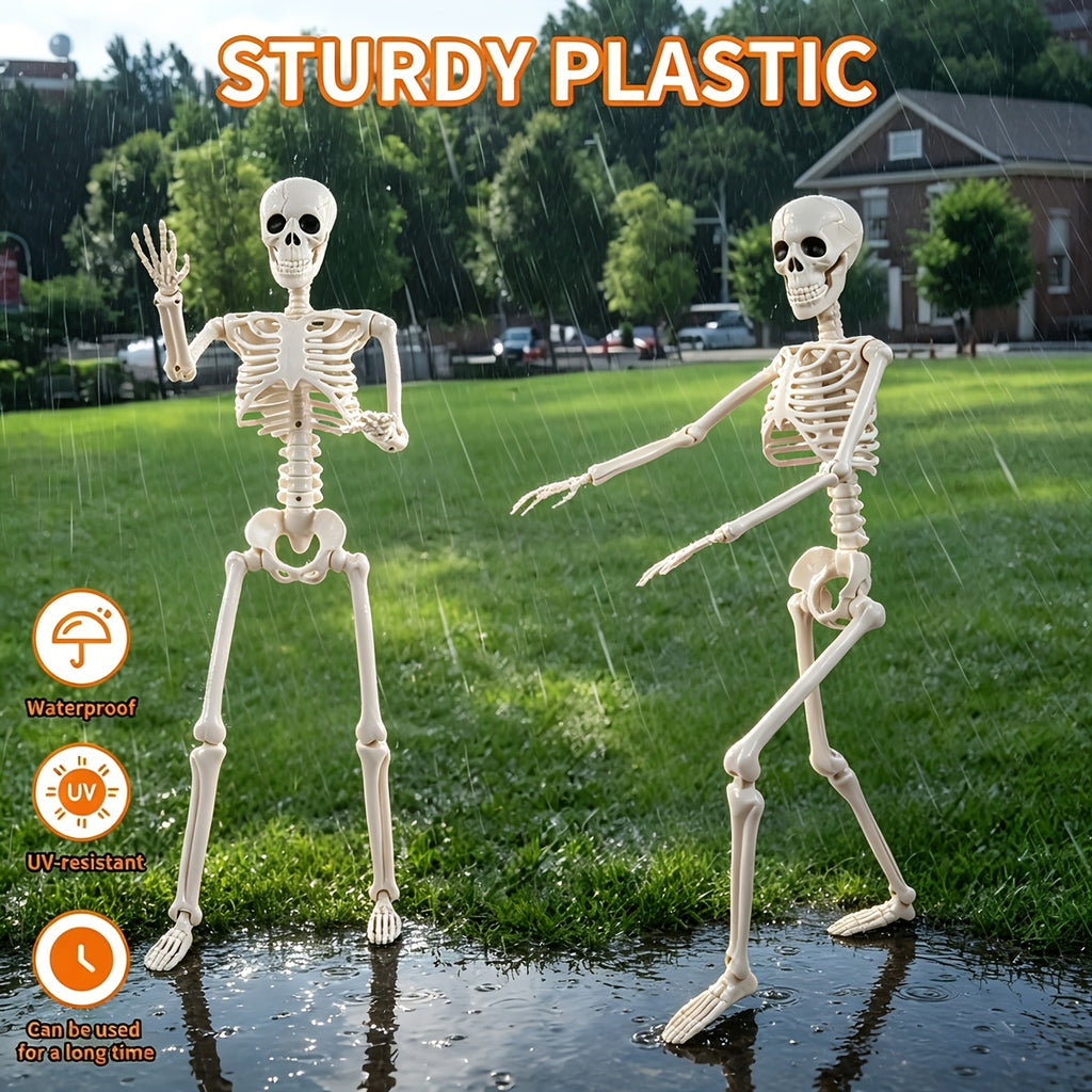 2 Pack 36" Halloween Posable Skeleton, Full Body Realistic Skeleton Movable Joints, Waterproof UV Resistant Outdoor Decor for Yard Porch Haunted House Party