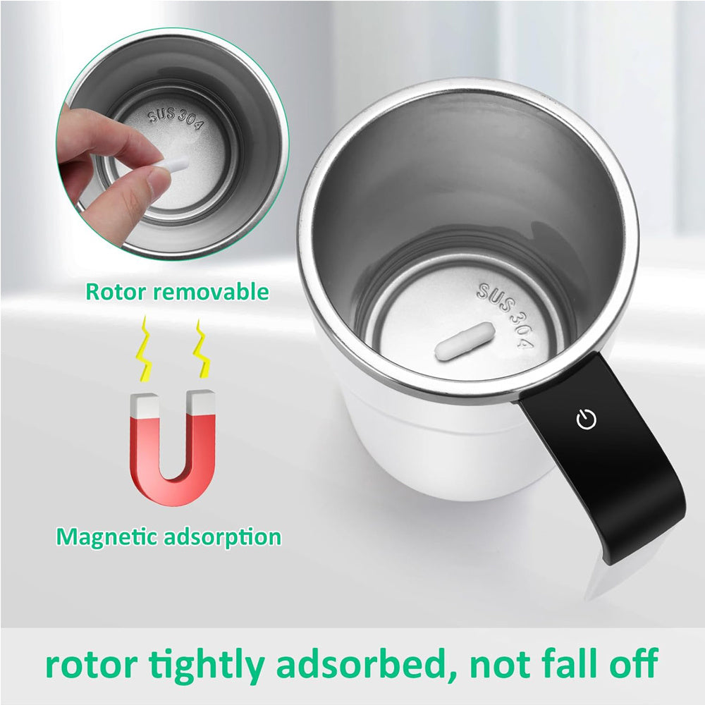 AEELLEEA Self Stirring Mug, 3.4in x 5.3in, Rechargeable Auto Magnetic Coffee Cup with LED Temperature Display, 13oz