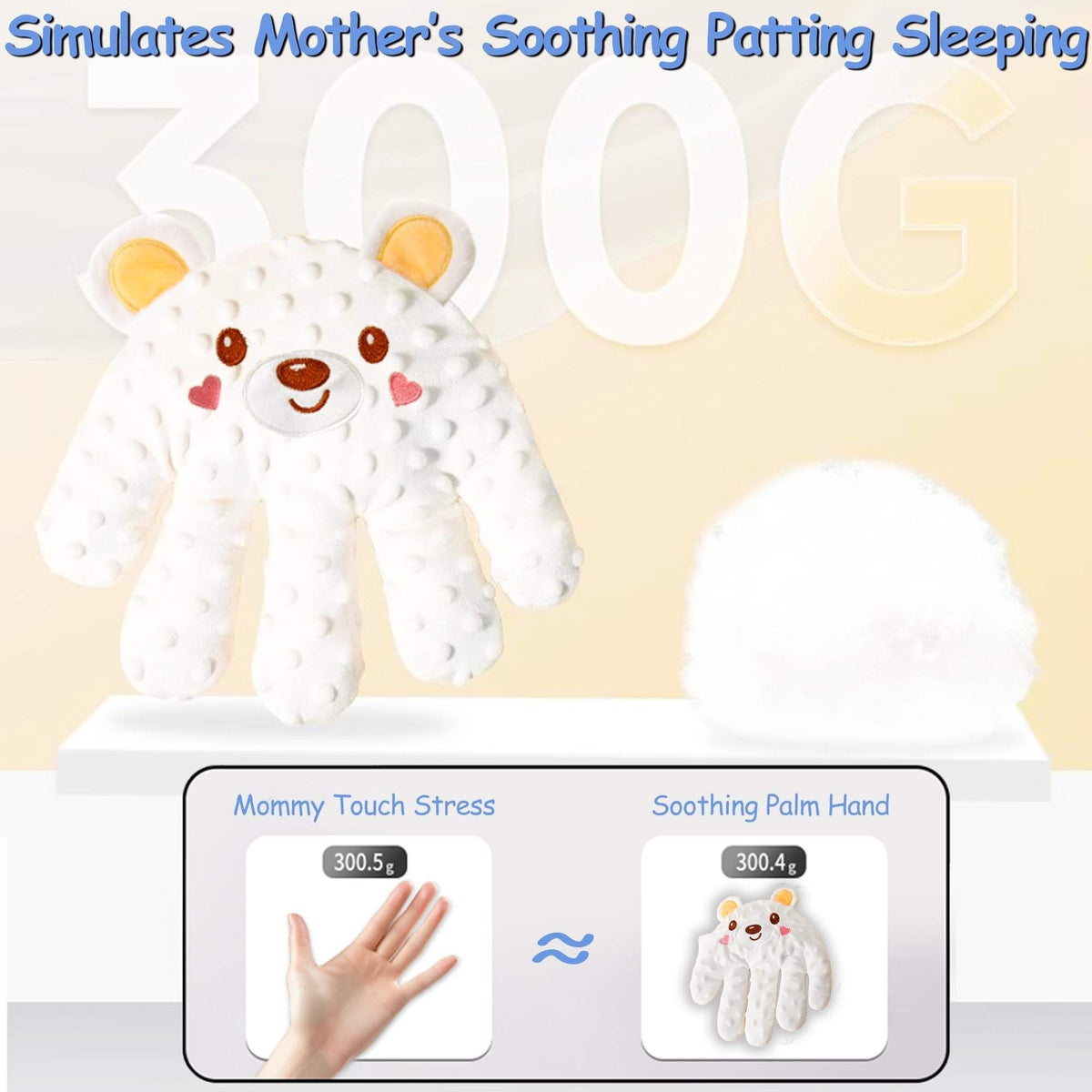 AEELLEEA Electric Soothing Patting Hand Pillow Red Bean Filling Removable Washable Minky Dot Mesh Sleep Aid Toy With Remote Control