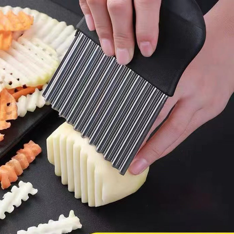 Stainless Steel Wavy Crinkle Cutter, Potato Vegetable Slicer Knife for French Fries Chips, Kitchen Gadget Tool