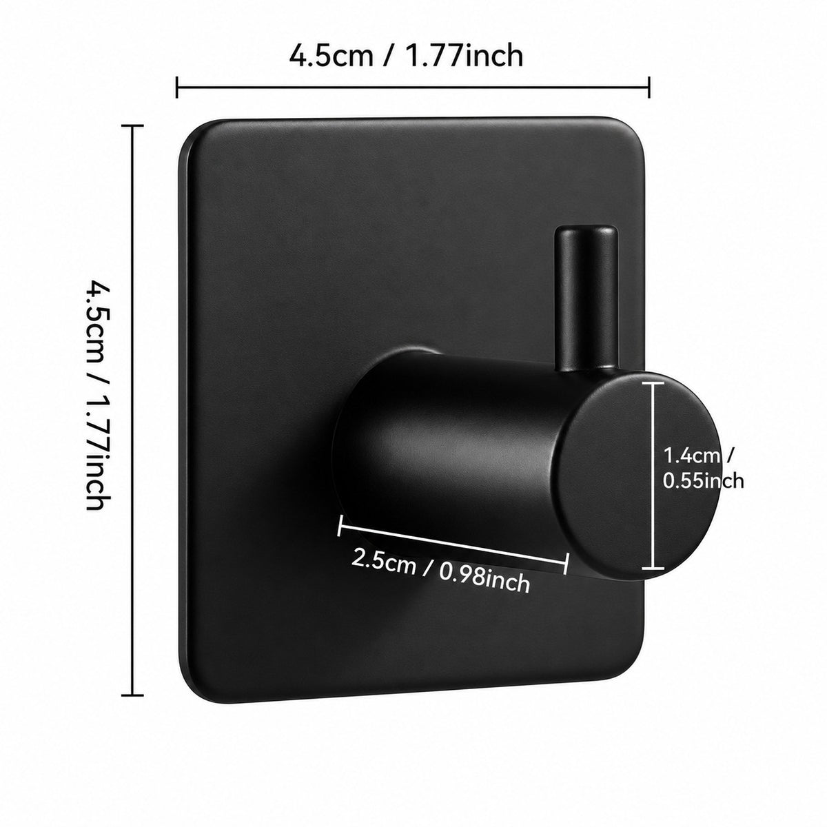 Self Adhesive Wall Hook, 304 Stainless Steel Heavy Duty Towel Hook for Bathroom Kitchen, Matte Black