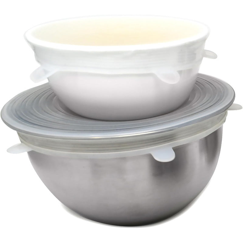 6pc Reusable Silicone Stretch Lids, Multi-Size Food Covers for Bowls, Cups & Containers, Clear