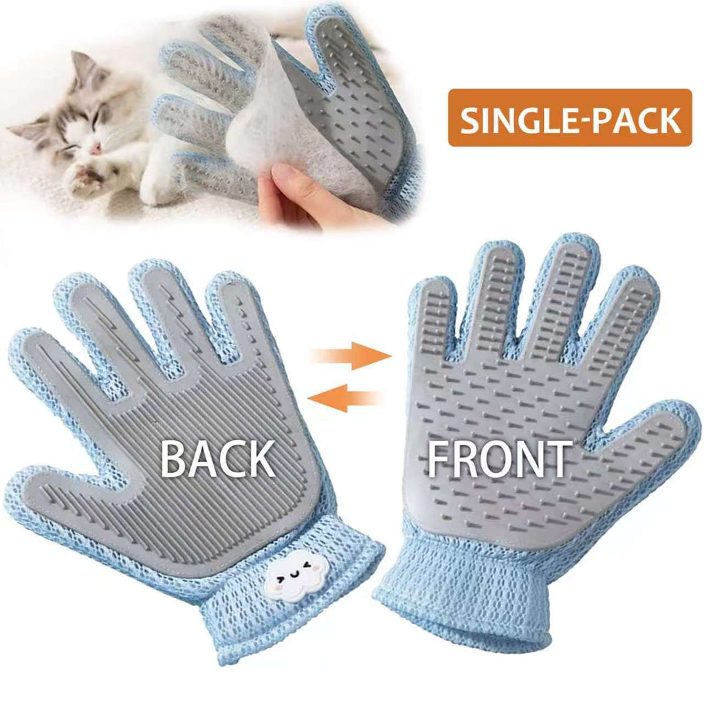 2 in 1 Double Sided Pet Grooming Glove, Deshedding Massage Brush Mitt for Cats Dogs, Remove Pet Loose Fur & Furniture Lint, Easy Clean Single Glove
