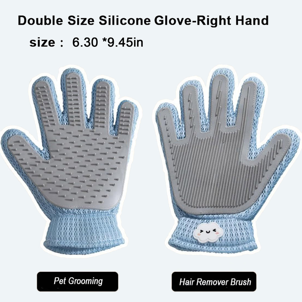 2 in 1 Double Sided Pet Grooming Glove, Deshedding Massage Brush Mitt for Cats Dogs, Remove Pet Loose Fur & Furniture Lint, Easy Clean Single Glove