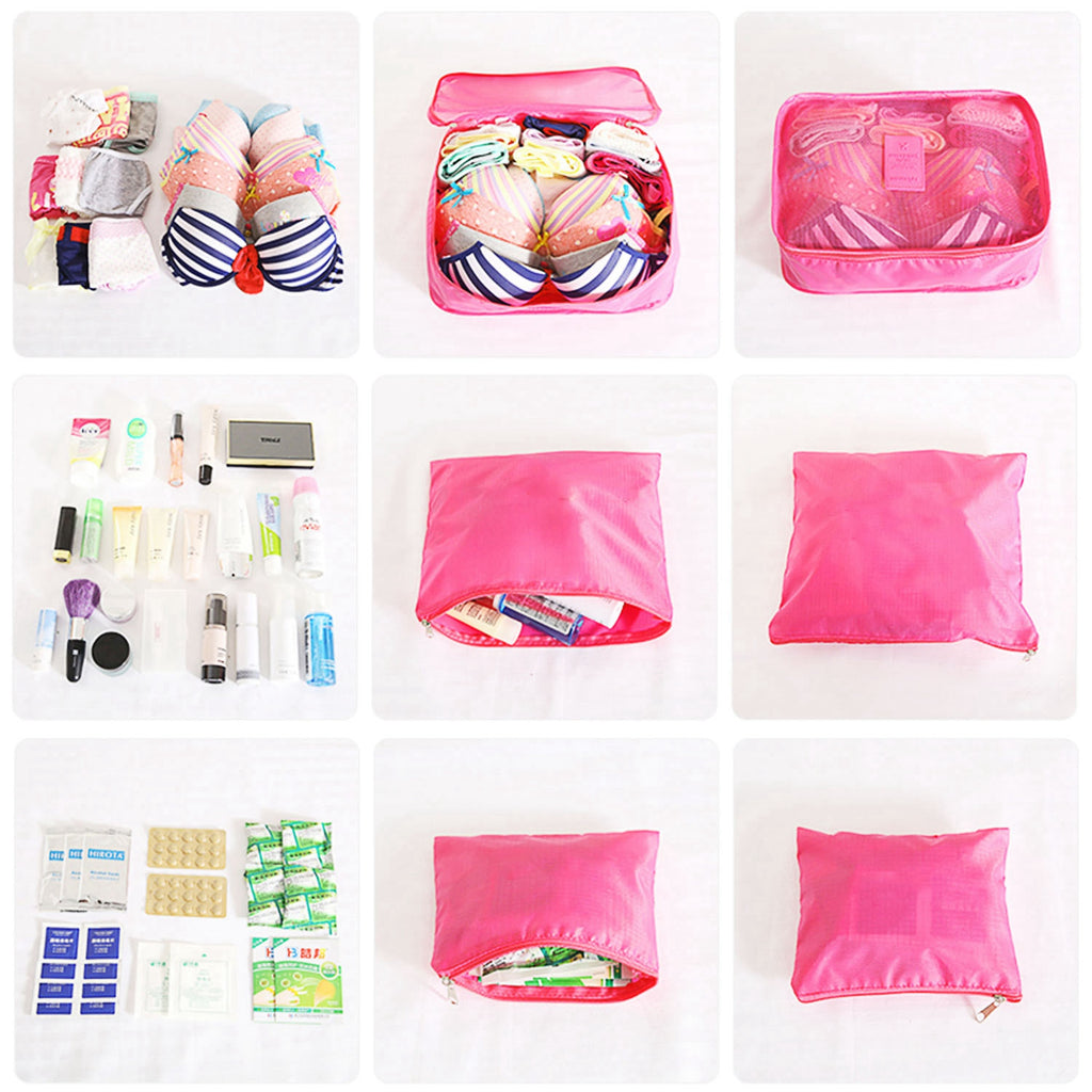 6 Set Travel Packing Cubes, Waterproof Luggage Organizer Bags with Pouches for Suitcase Clothes Underwear Toiletries