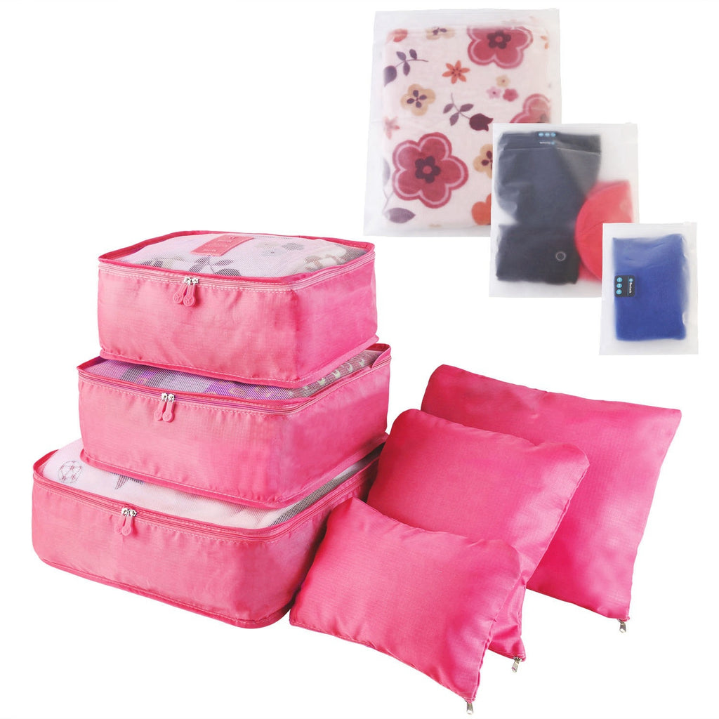 6 Set Travel Packing Cubes, Waterproof Luggage Organizer Bags with Pouches for Suitcase Clothes Underwear Toiletries