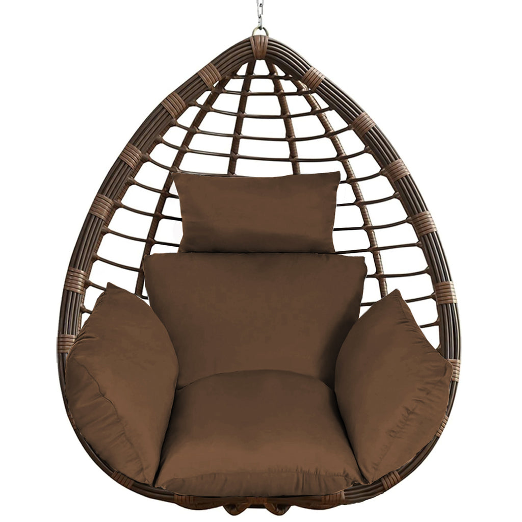 Hanging Egg Chair Cushion with Head Pillow, Thick Hollow Cotton Replacement Pad, Removable Washable Polyester Cover for Indoor Outdoor Wicker Swing Chair