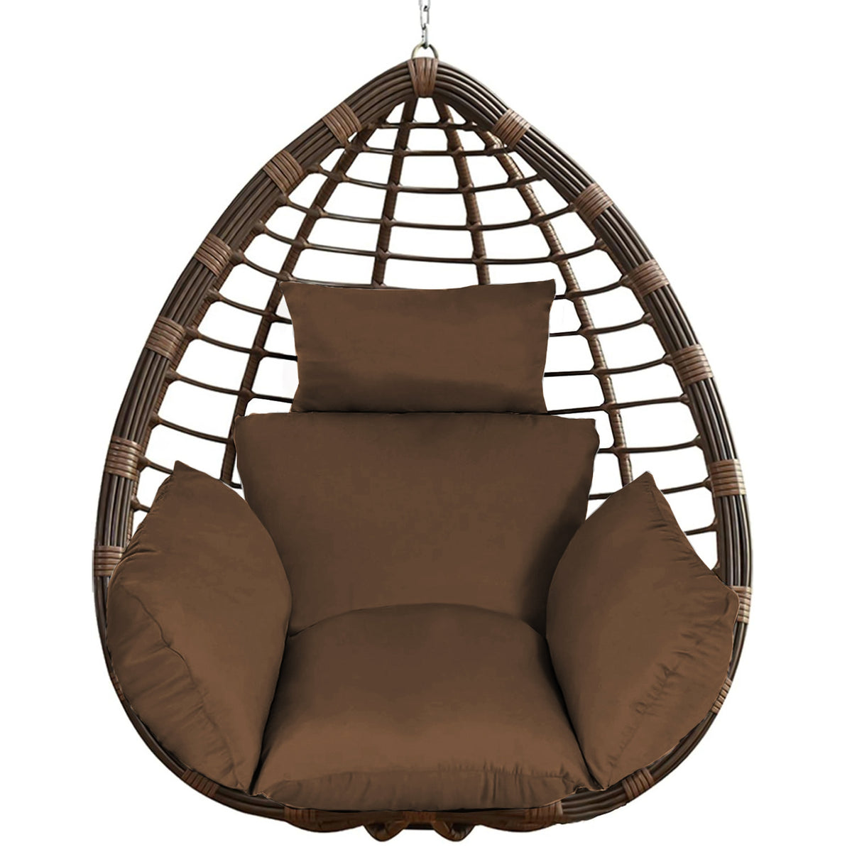Hanging Egg Chair Cushion with Head Pillow, Thick Hollow Cotton Replacement Pad, Removable Washable Polyester Cover for Indoor Outdoor Wicker Swing Chair