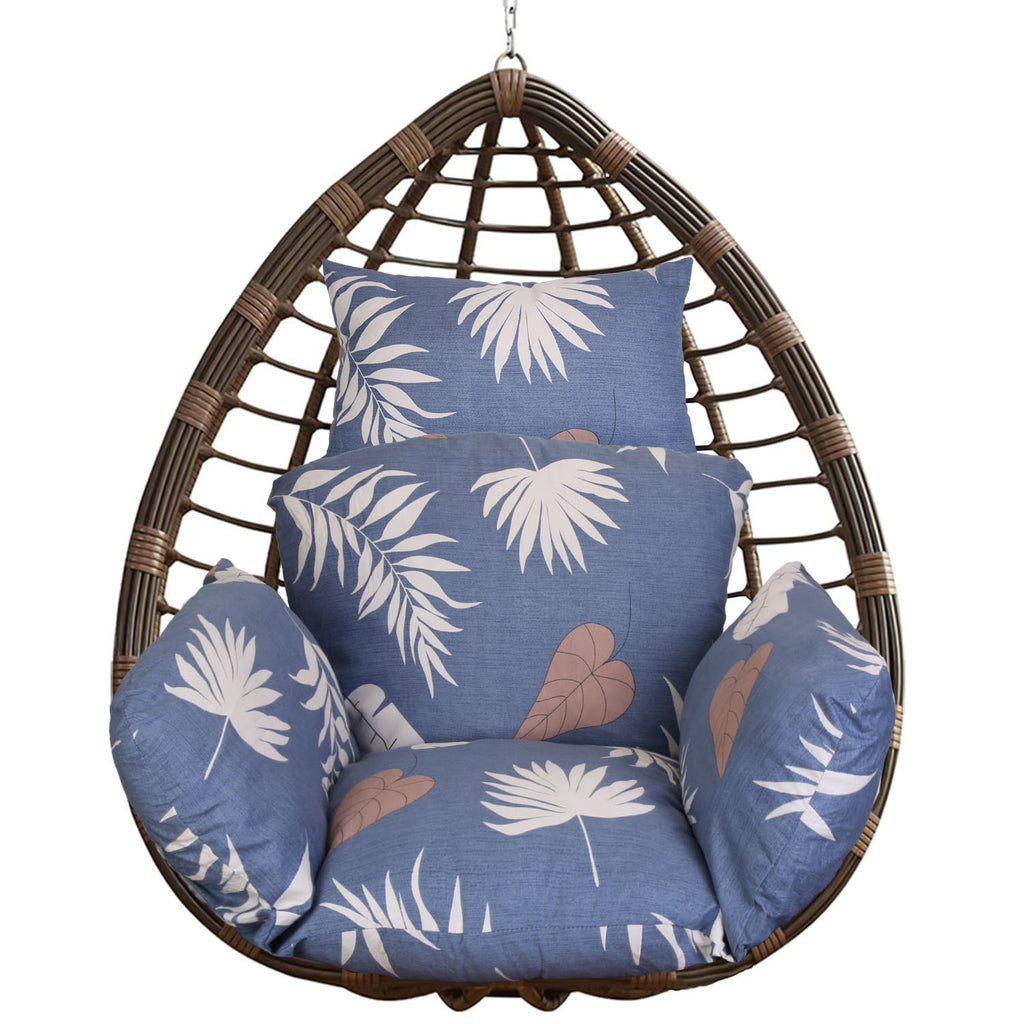 Hanging Egg Chair Cushion with Head Pillow, Thick Hollow Cotton Replacement Pad, Removable Washable Polyester Cover for Indoor Outdoor Wicker Swing Chair