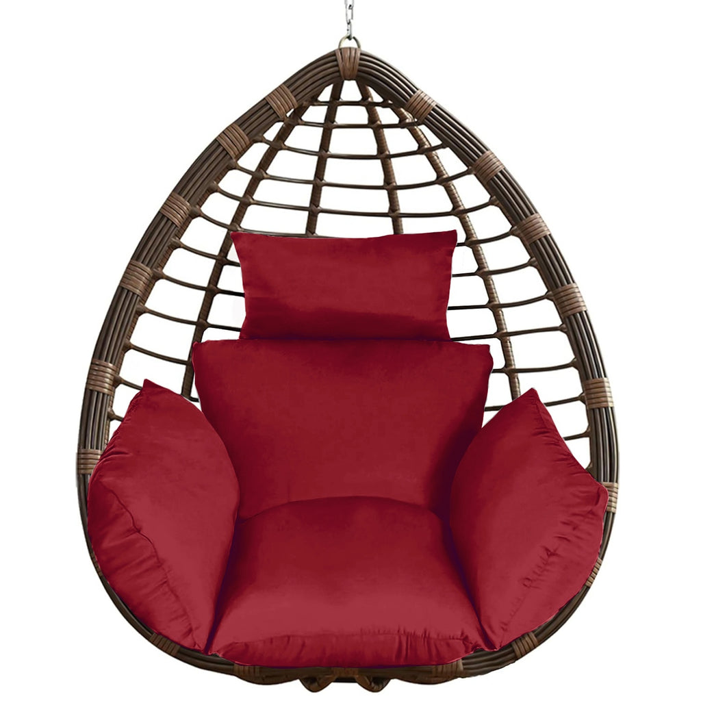 Hanging Egg Chair Cushion with Head Pillow, Thick Hollow Cotton Replacement Pad, Removable Washable Polyester Cover for Indoor Outdoor Wicker Swing Chair