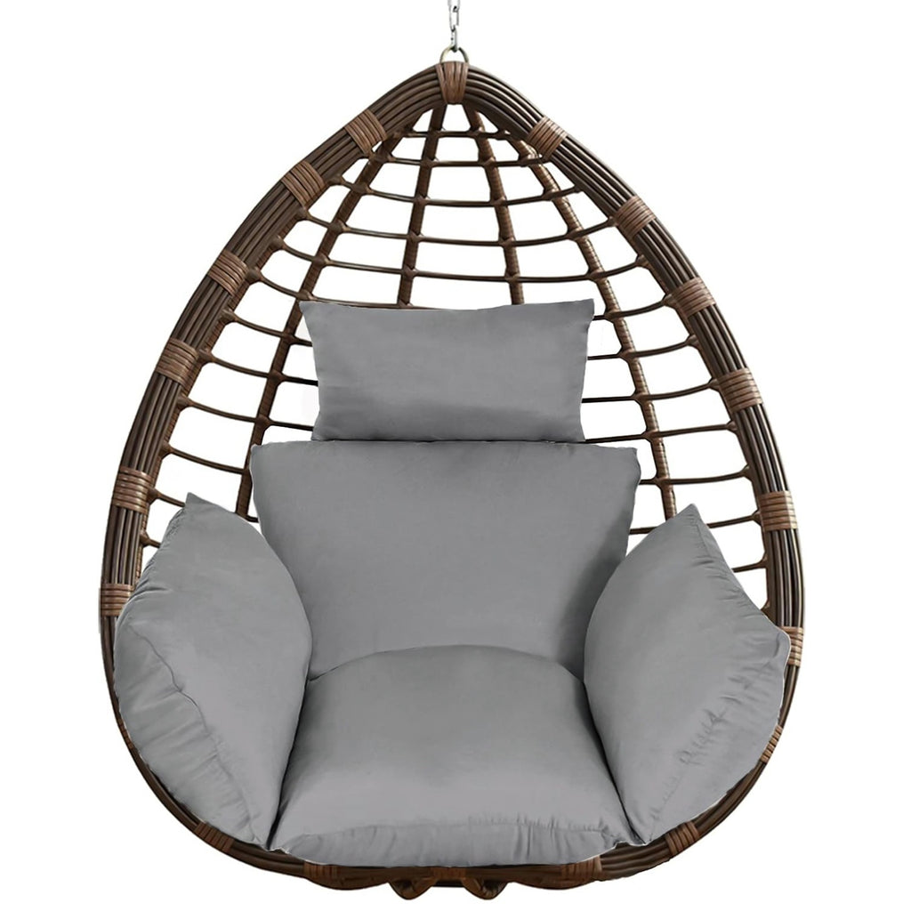 Hanging Egg Chair Cushion with Head Pillow, Thick Hollow Cotton Replacement Pad, Removable Washable Polyester Cover for Indoor Outdoor Wicker Swing Chair