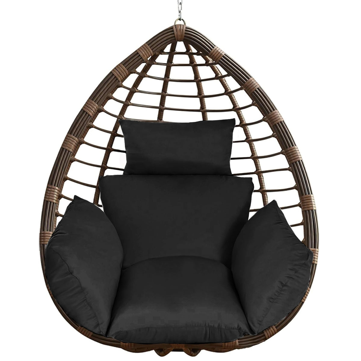 Hanging Egg Chair Cushion with Head Pillow, Thick Hollow Cotton Replacement Pad, Removable Washable Polyester Cover for Indoor Outdoor Wicker Swing Chair