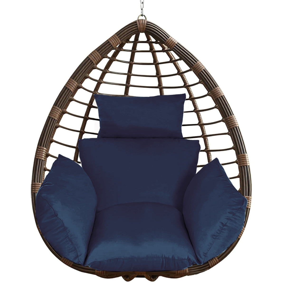 Hanging Egg Chair Cushion with Head Pillow, Thick Hollow Cotton Replacement Pad, Removable Washable Polyester Cover for Indoor Outdoor Wicker Swing Chair