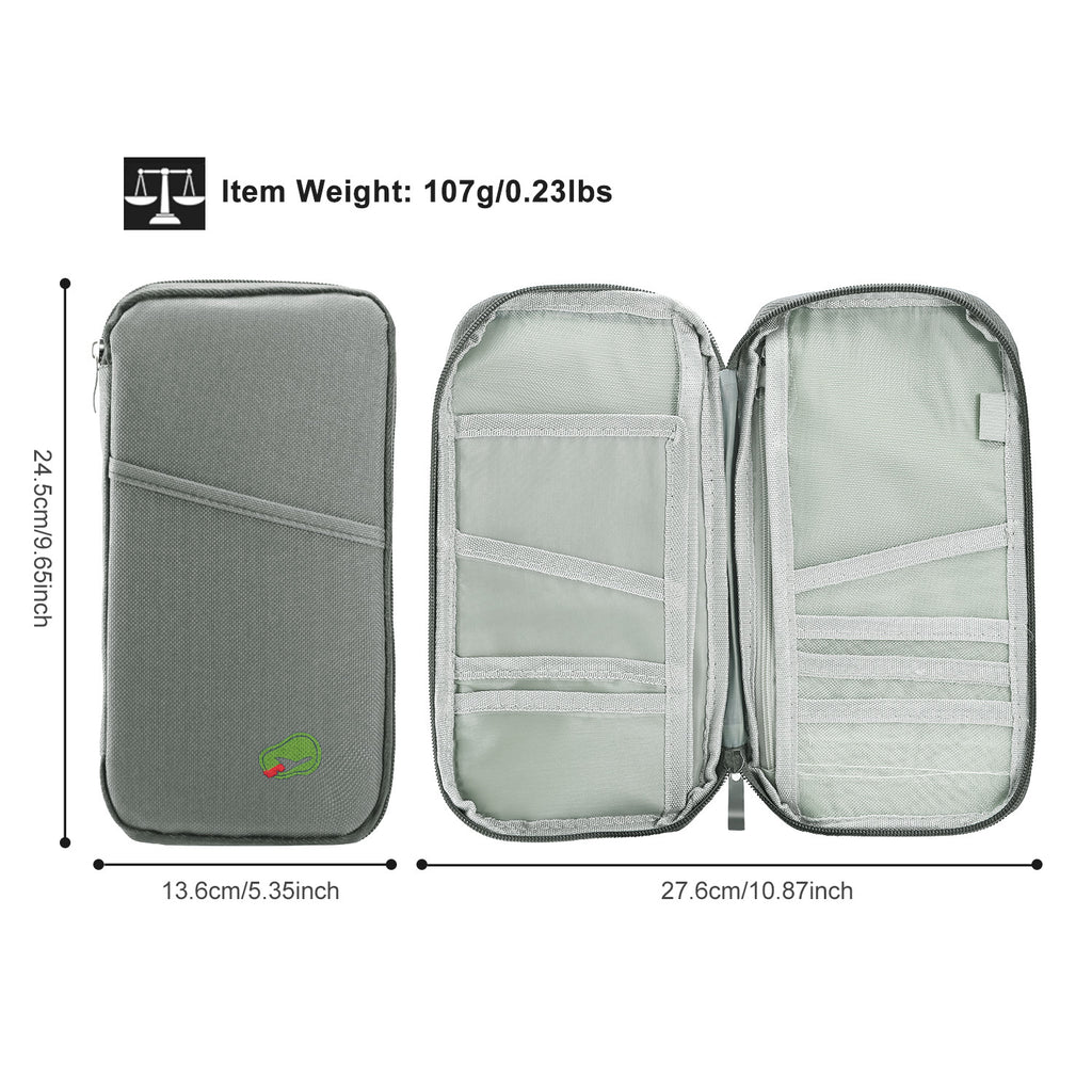 Passport Holder Travel Wallet, Document Organizer for Women Men, Passport Wallet with Card Slots, Zipper Case for Boarding Passes Cards Cash
