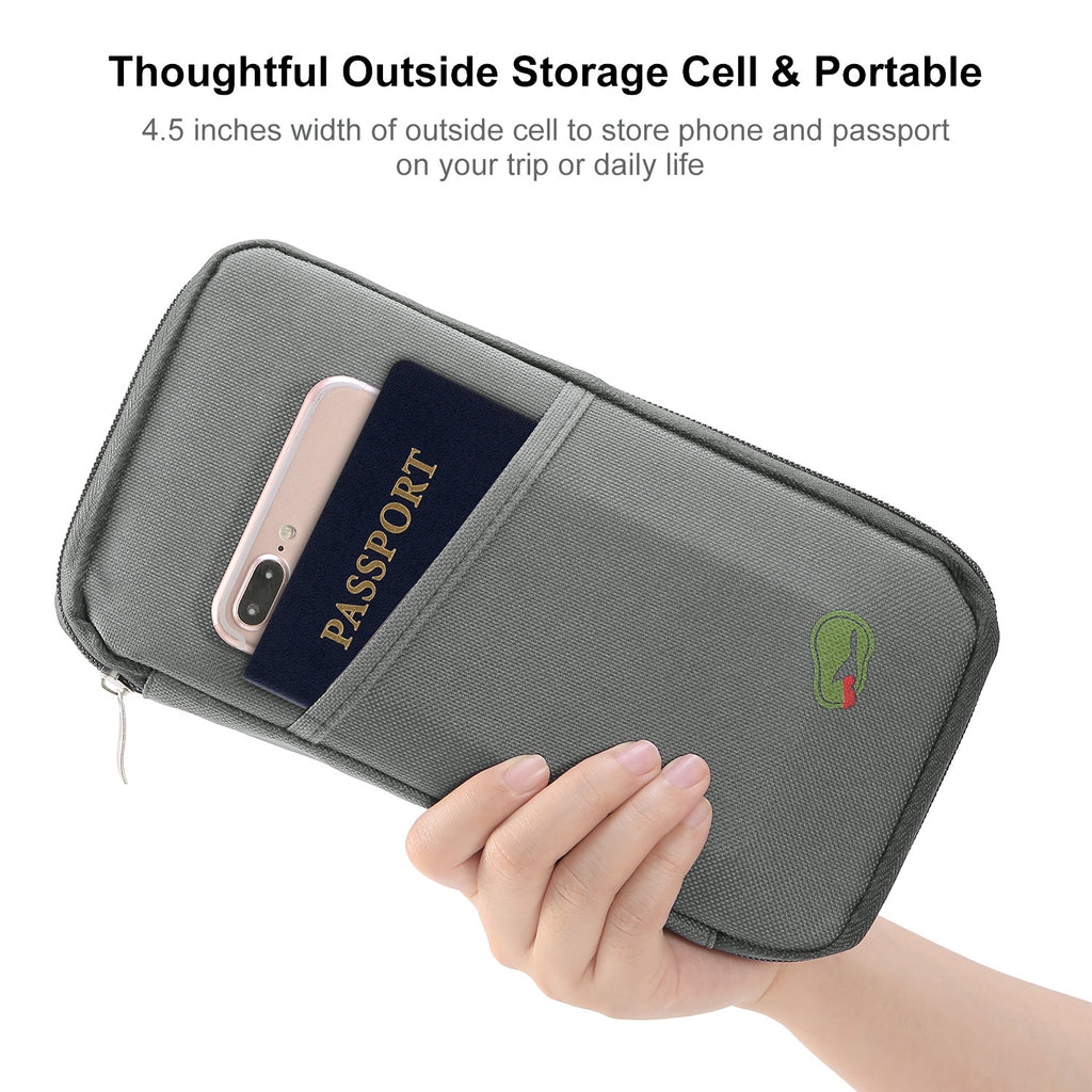 Passport Holder Travel Wallet, Document Organizer for Women Men, Passport Wallet with Card Slots, Zipper Case for Boarding Passes Cards Cash