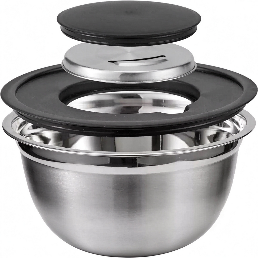 5-Piece Stainless Steel Mixing Bowls with Lids, Nesting Salad and Food Prep Bowls for Kitchen, Cooking, Baking and Food Storage