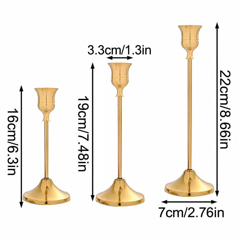 AEELLEEA 6Pcs Gold Taper Candle Holders Set, 3 Heights Metal Candlesticks, Wedding Christmas Table Centerpiece Decor