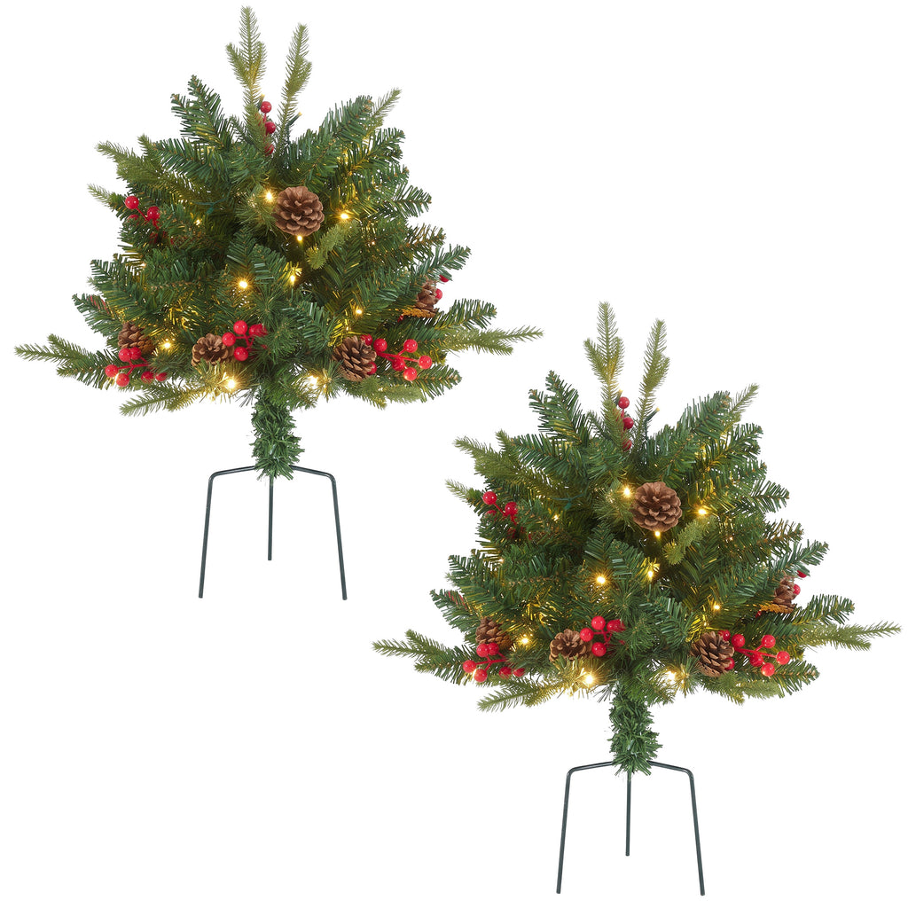 Aeelleea/ 2p Pre-Assembled Christmas Pot Filler, Artificial Pine Berry Stem Arrangement for Planter Urn