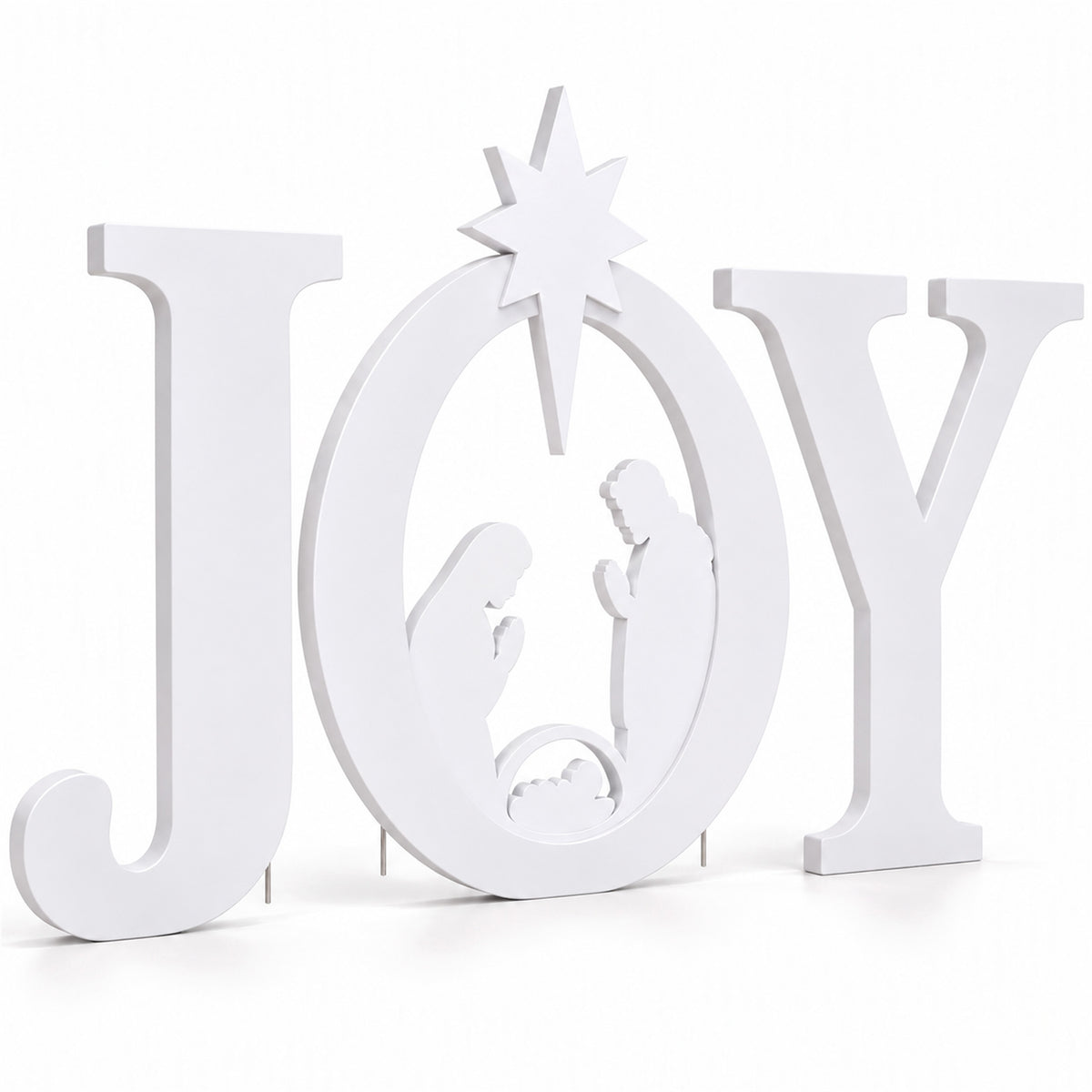 Aeelleewhite 3-Piece Joy Nativity Scene Outdoor Christmas Yard Sign, Star Silhouette with Ground Stakes