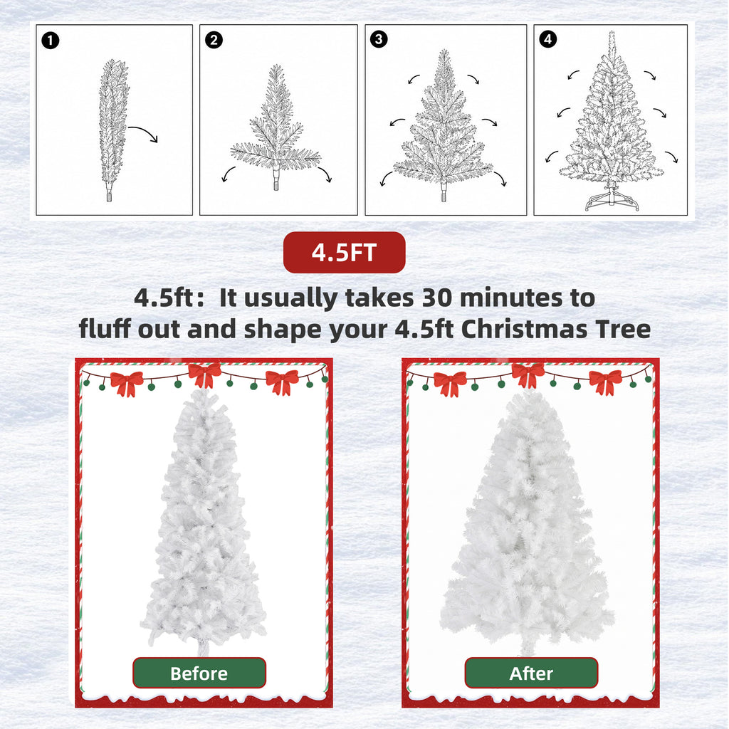 Aeelleea Prelit Realistic Spruce Christmas Tree with Metal Stand-Pink-4.5FT