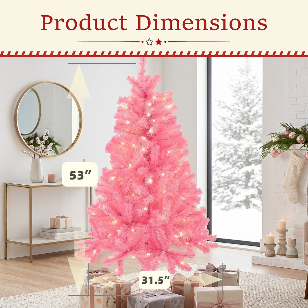 Aeelleea Prelit Realistic Spruce Christmas Tree with Metal Stand-White-6FT