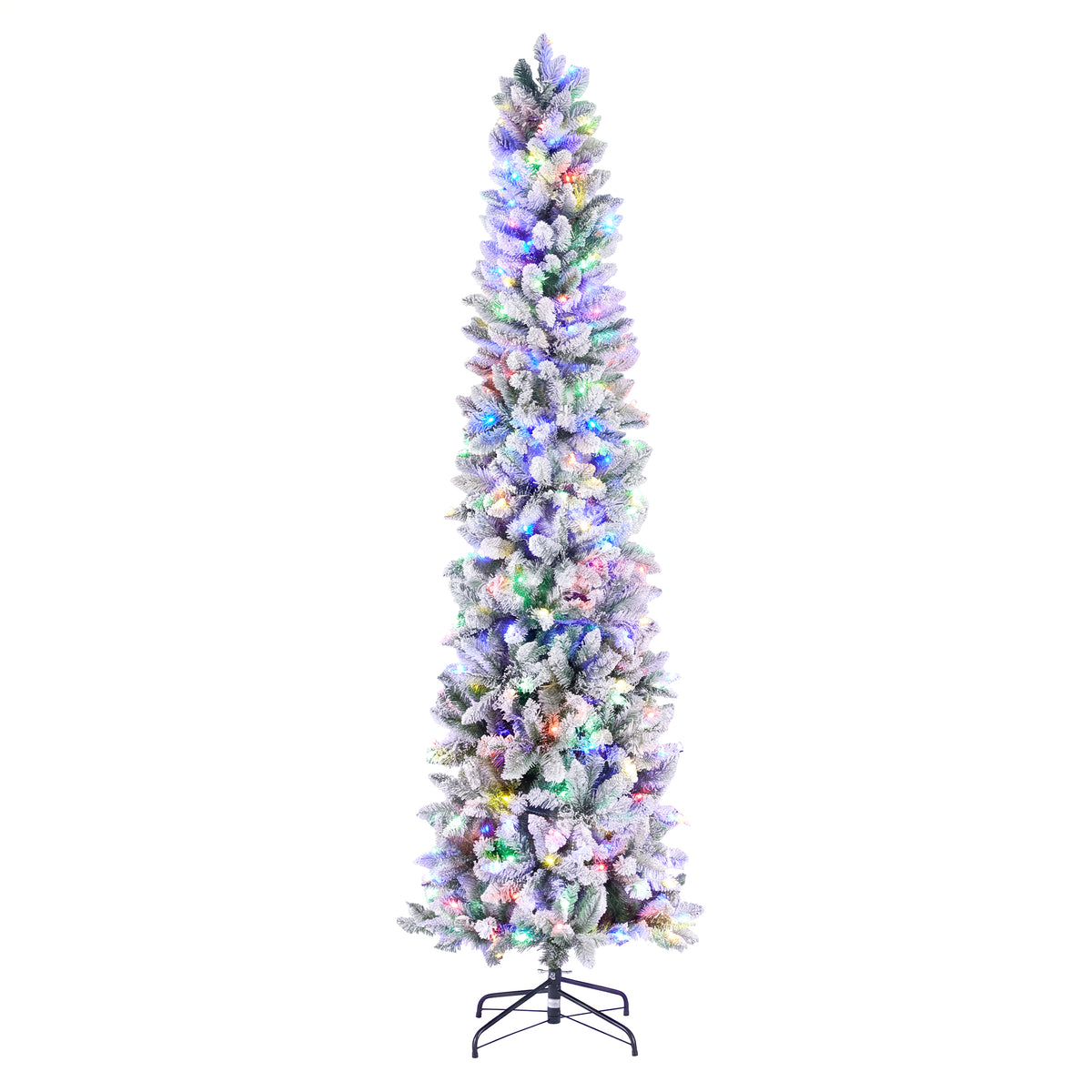 Aeelleea Flocked Pencil Christmas Tree with Twinkling LED Lights-4.5FT