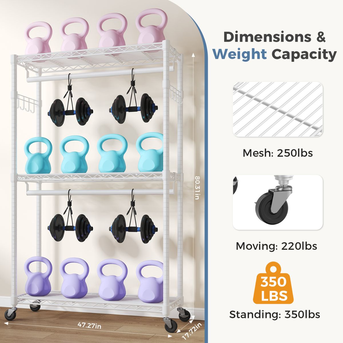Aeelleea45IN Rolling Garment Rack, Adjustable Metal Shelves Heavy Duty Clothes Rack on Wheels, 29.5x45in