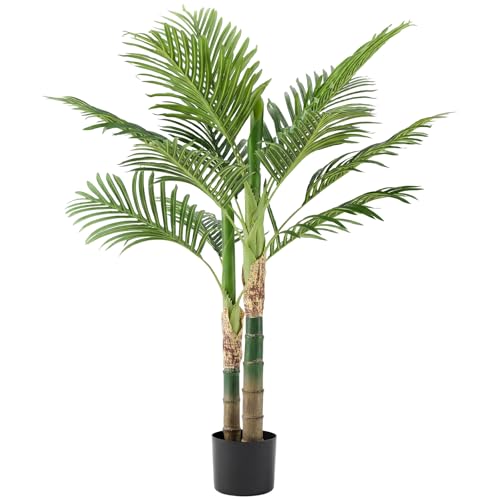 Aeelleea/ 47in 6ft Artificial Palm Tree, Realistic Faux Tropical Palm Floor Plant in Pot, Indoor Decor