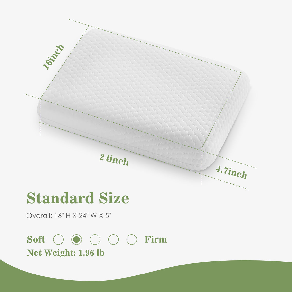 Aeelleea Memory Foam Pillow Detachable Washable Pillowcase Odorless Cervical Support