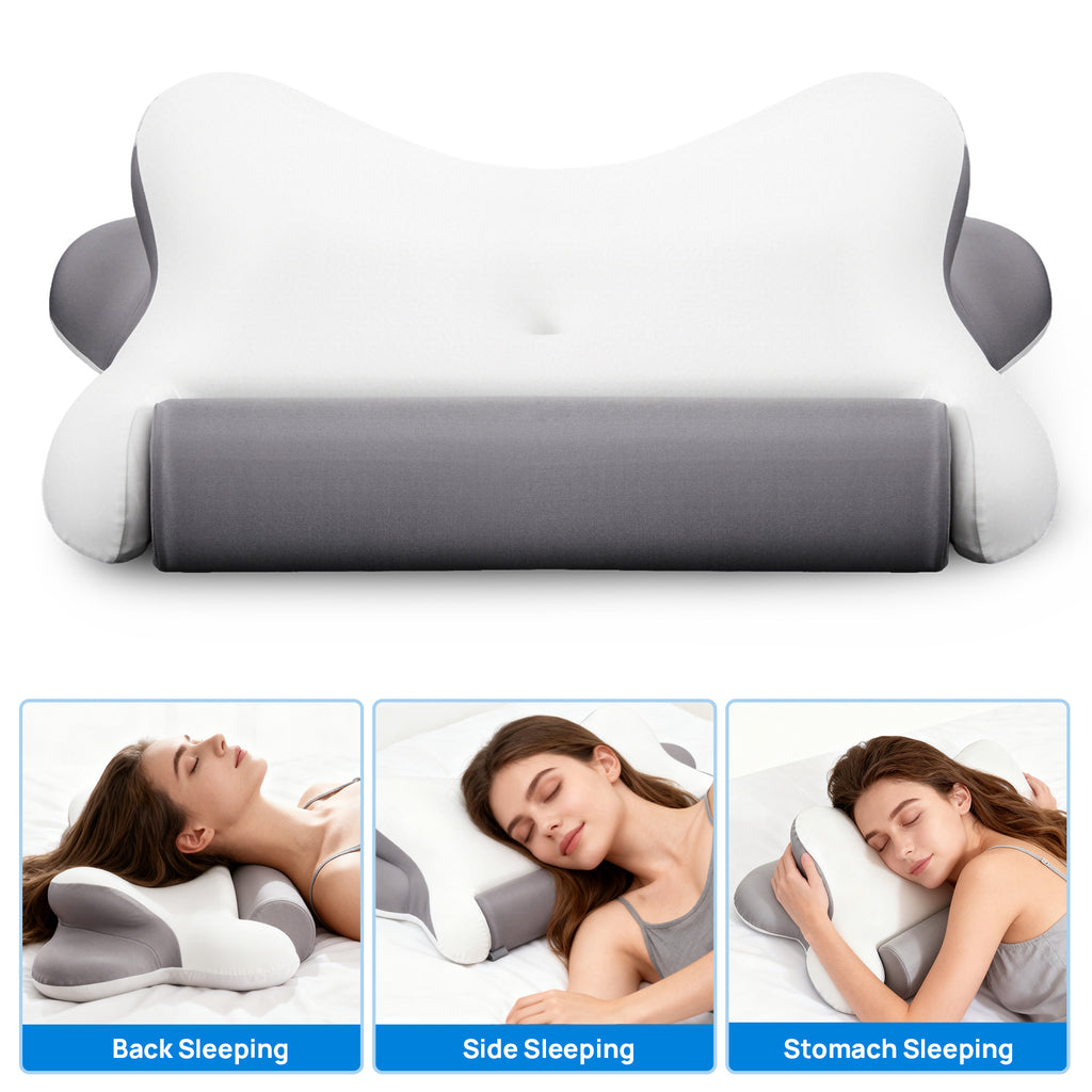 Aeelleea Z5030-GY Cooling Cervical Neck Pillow Ergonomic Memory Foam Orthopedic Support