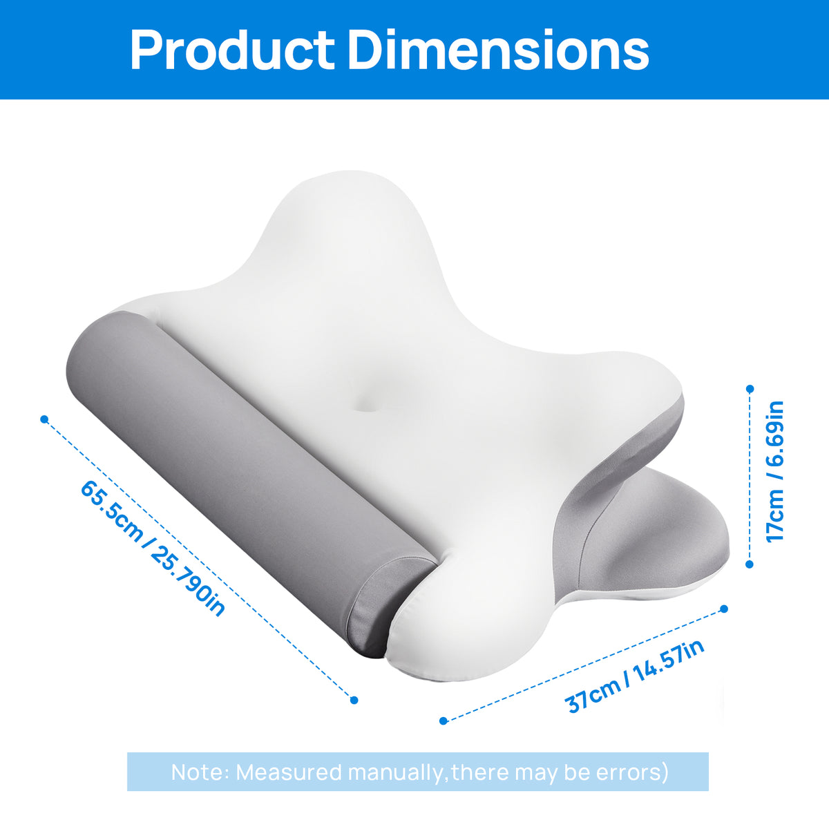 Aeelleea Z5030-GY Cooling Cervical Neck Pillow Ergonomic Memory Foam Orthopedic Support