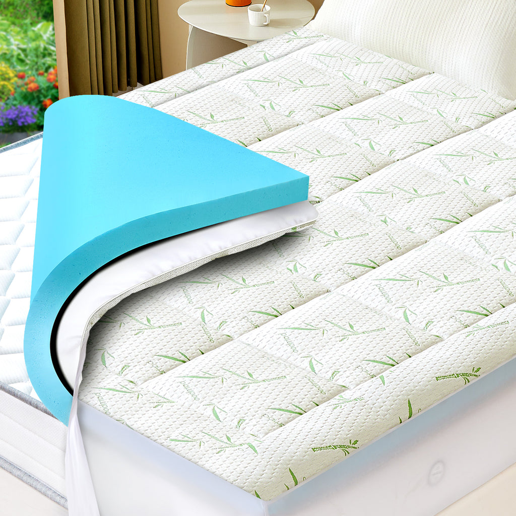 Aeelleea twin 4 Inch Gel Memory Foam Mattress Topper Double Size with 2 Inch Cooling Pillow Top