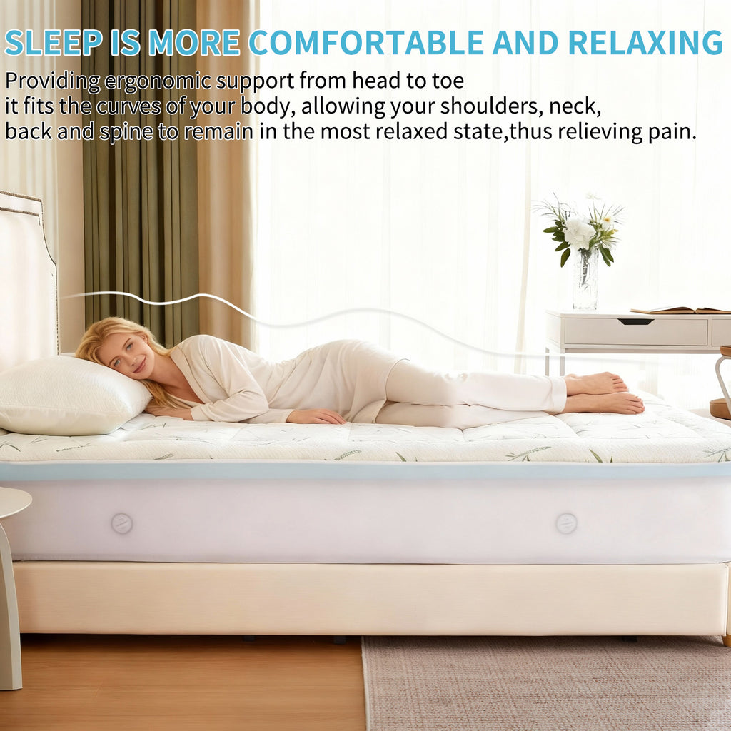 Aeelleea  FULL 4 Inch Gel Memory Foam Mattress Topper Double Size with 2 Inch Cooling Pillow Top