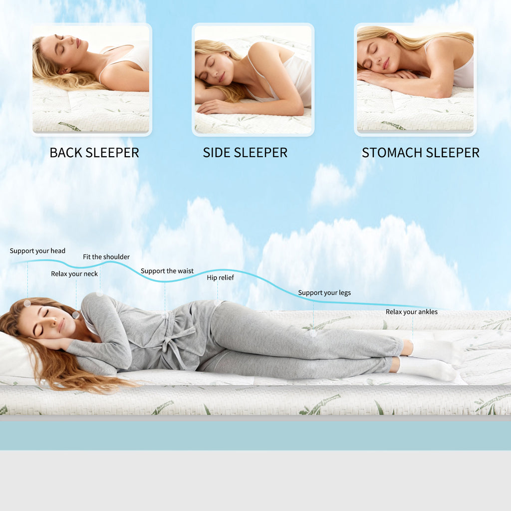 Aeelleea KING 4 Inch Gel Memory Foam Mattress Topper Double Size with 2 Inch Cooling Pillow Top
